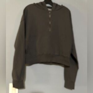 ALOHA CROP CHARCOAL HOODIE